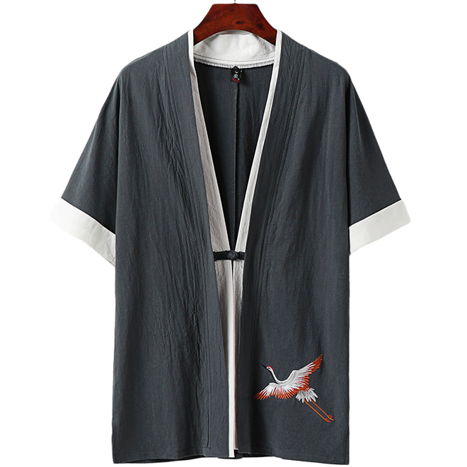 Sgan Big and Tall Male Kimono Jacket - Gray, M