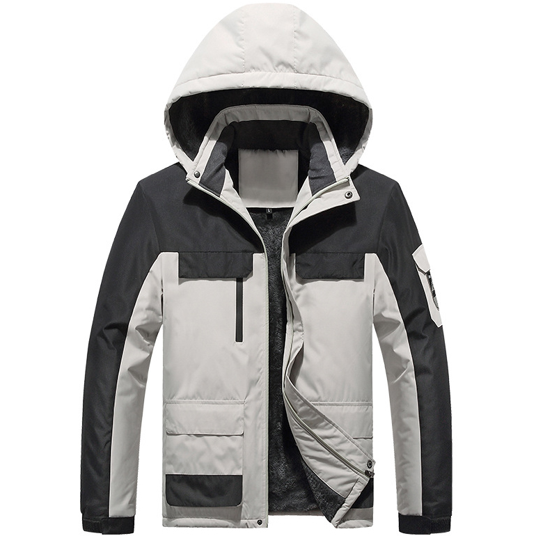 Big And Tall Men's Waterproof Ski Jacket Fleece Lining Winter Snow Coat With Detachable Hood –