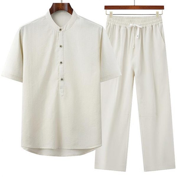 Men shirt and pants set wholesale Cream color - wholesale clothing