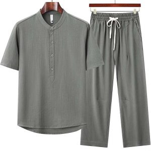 Mens Linen Shirt And Pants Set