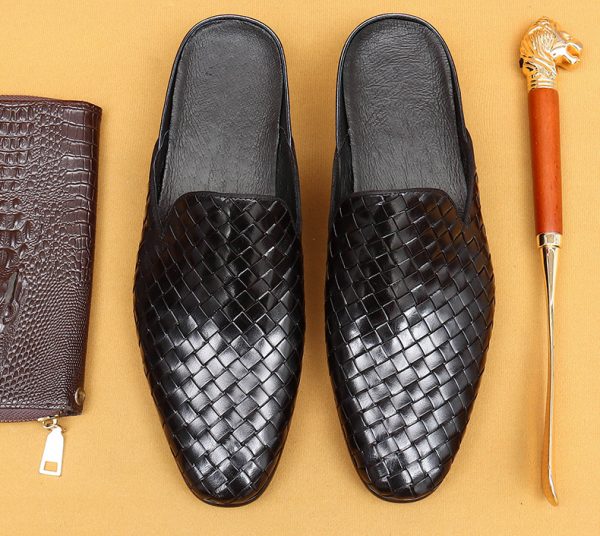 Mens Woven Leather Slip On Slippers – SGAN