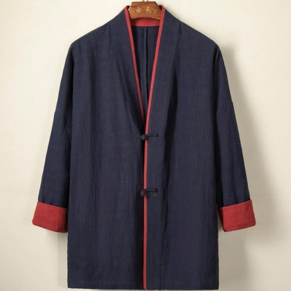 Men's Linen Jacket Two Color Vintage Hanfu Jacket - Image 2