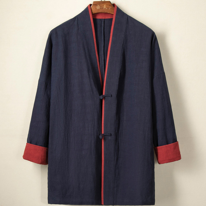 Men's Linen Jacket Two Color Vintage Hanfu Jacket - Image 2