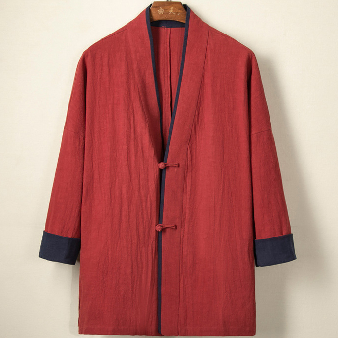 Men's Linen Jacket Two Color Vintage Hanfu Jacket