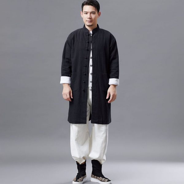 Traditional Chinese Coat Men's Mid Length Winter Coat