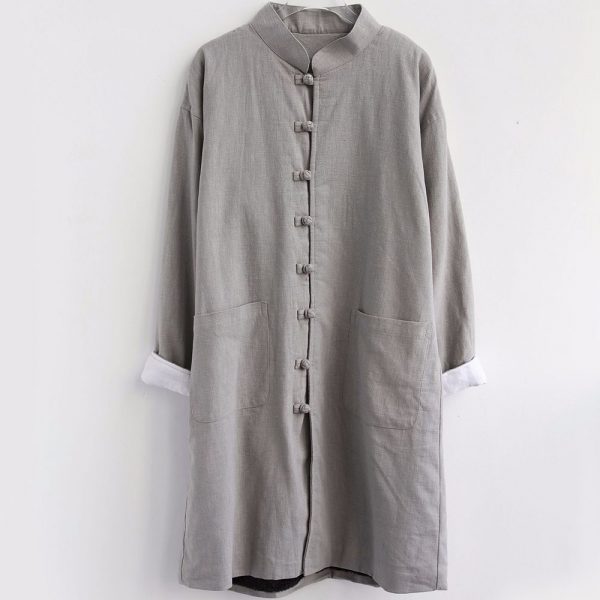 Traditional Chinese Coat Men's Mid Length Winter Coat - Image 6