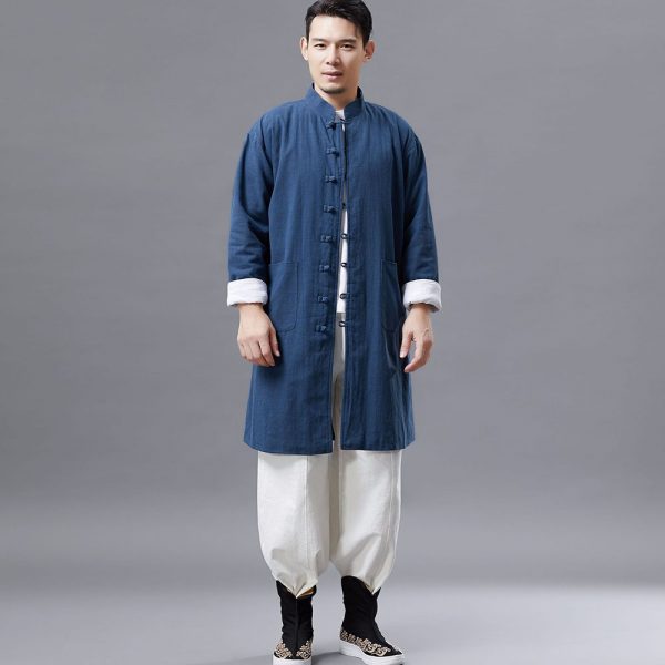 Traditional Chinese Coat Men's Mid Length Winter Coat - Image 2