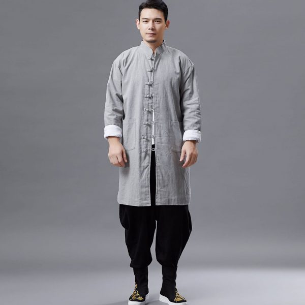 Traditional Chinese Coat Men's Mid Length Winter Coat - Image 3