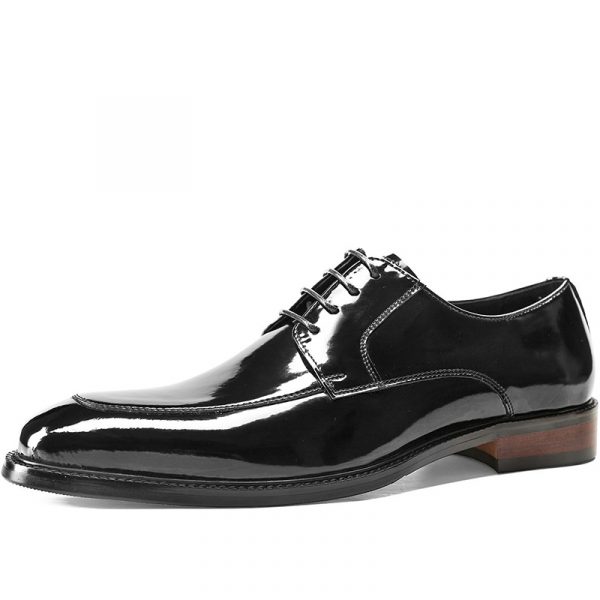 Black Patent Leather Moc Toe Tuxedo Shoes