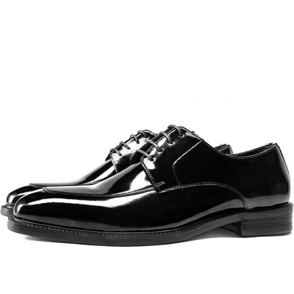 Black Patent Leather Moc Toe Tuxedo Shoes - Image 2