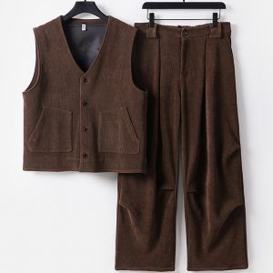 Big And Tall Mens Corduroy Vest And Pants Set