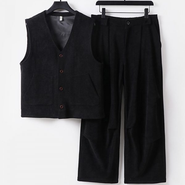 Big And Tall Mens Corduroy Vest And Pants Set - Image 3