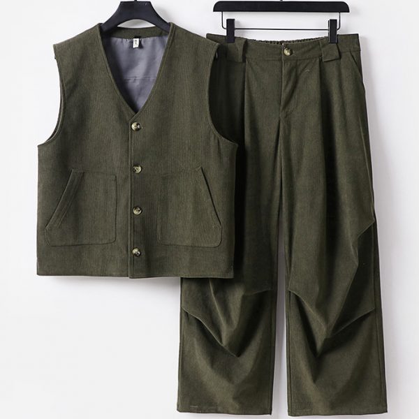 Big And Tall Mens Corduroy Vest And Pants Set - Image 2
