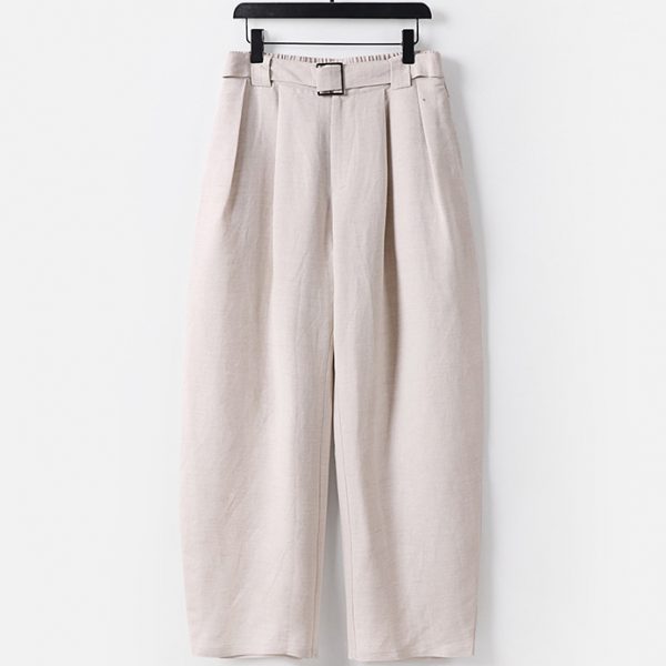 Big And Tall Mens Linen Loose Fit Trousers With Belt Loop