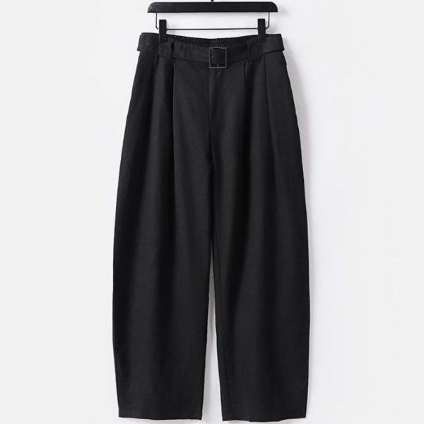 Big And Tall Mens Linen Loose Fit Trousers With Belt Loop - Image 3