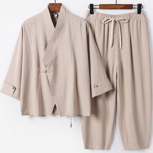 Big And Tall Men's Chinese Style Linen Two Piece Set