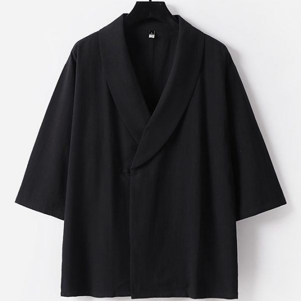 Big And Tall Men's Cotton Linen Hanfu Set - Image 6
