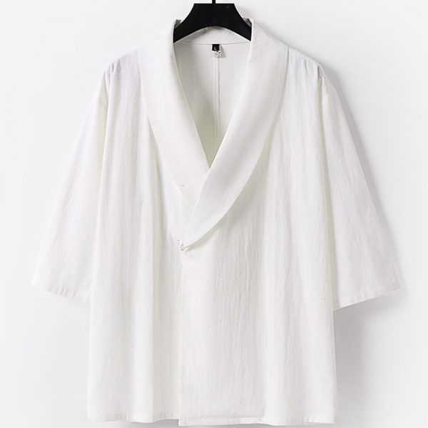 Big And Tall Men's Cotton Linen Hanfu Set - Image 5