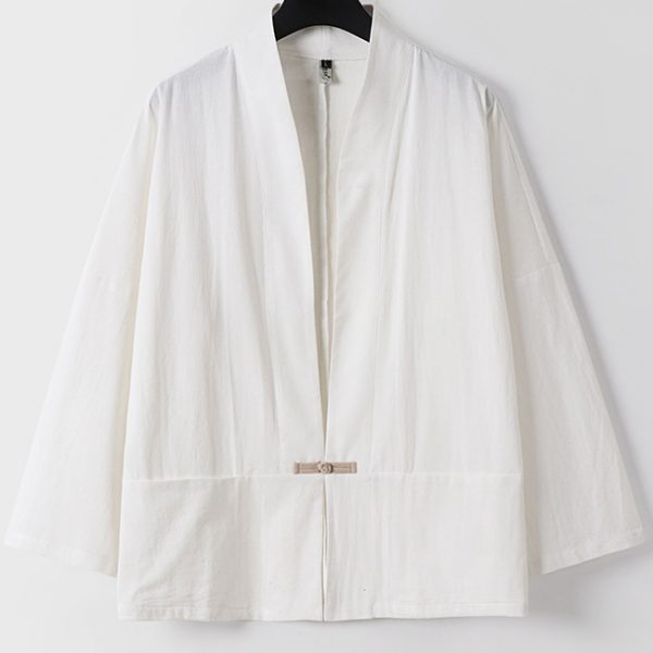 Big And Tall Mens Cotton Linen Japanese Work Jacket - Image 5
