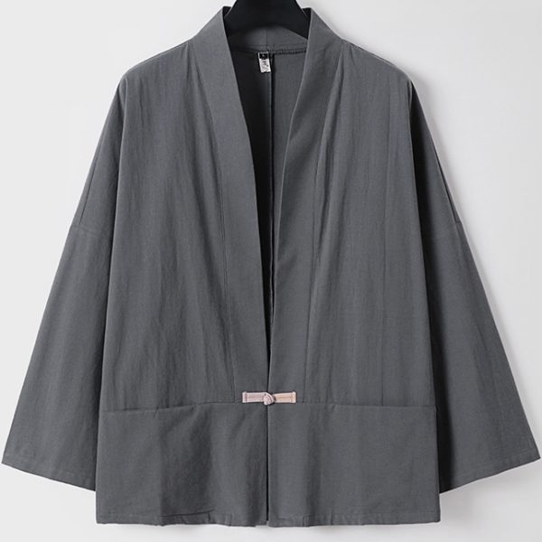 Big And Tall Mens Cotton Linen Japanese Work Jacket - Image 2
