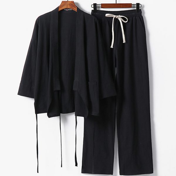 Big And Tall Mens Traditional Linen Hanfu Set - Image 3