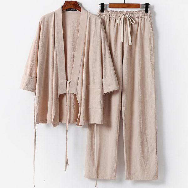 Big And Tall Mens Traditional Linen Hanfu Set - Image 2