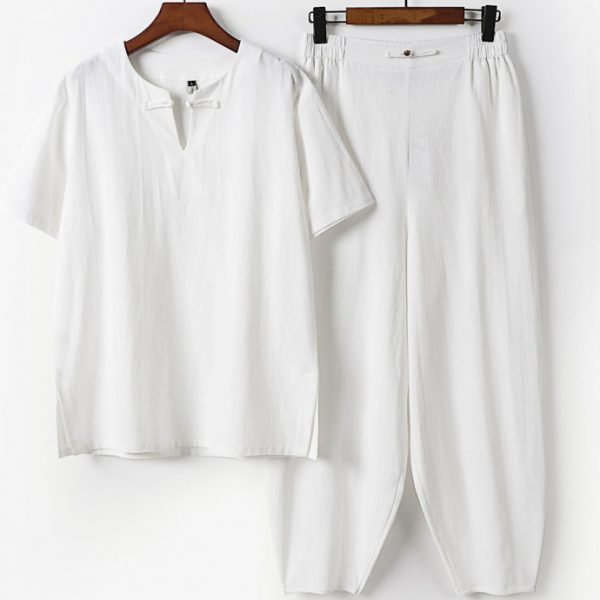 Oversized Men's Chinese Frog Button Shirt And Pants Two Piece Set - Image 4