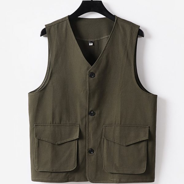 Plus Size Mens 100 Cotton V Neck Vest With Two Pockets - Image 2