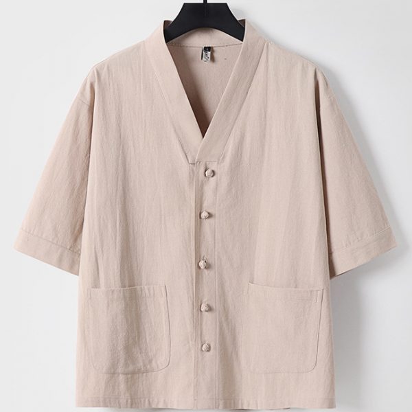 Plus Size Mens Front Button Three Quarter Sleeve Shirt With Pants Set - Image 9