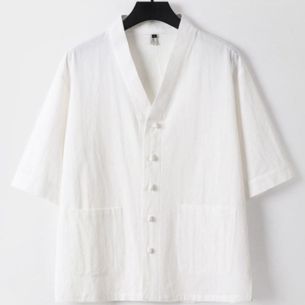 Plus Size Mens Front Button Three Quarter Sleeve Shirt With Pants Set - Image 10
