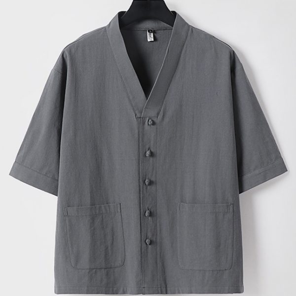 Plus Size Mens Front Button Three Quarter Sleeve Shirt With Pants Set - Image 6