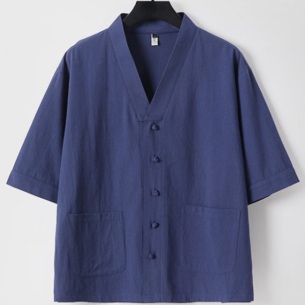 Plus Size Mens Front Button Three Quarter Sleeve Shirt With Pants Set - Image 7