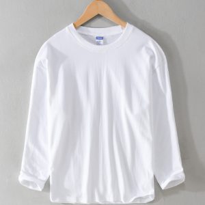 100 Percent Cotton Crew Neck Long Sleeve Casual T Shirt
