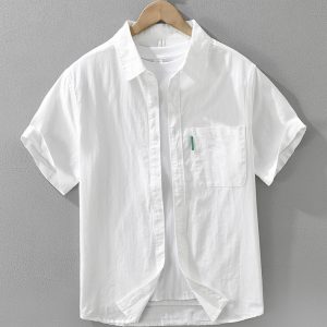 100 Percent Cotton Short Sleeve Collar Dress Shirt
