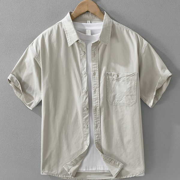 100 Percent Cotton Spread Collar Shirt With Pocket