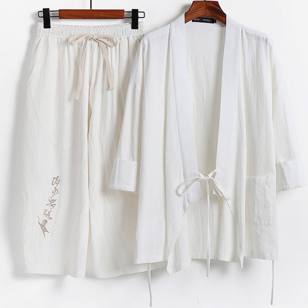 Big And Tall Men's Kimono Style Jacket Two Piece Outfits - Image 5