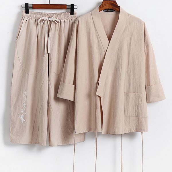 Big And Tall Men's Kimono Style Jacket Two Piece Outfits - Image 3