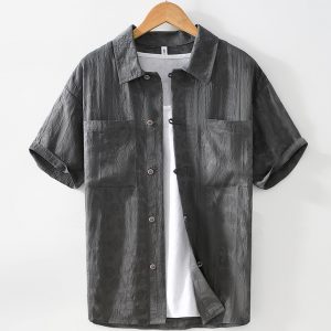 Breathable Soft Short Sleeve Shirt With Two Front Pockets