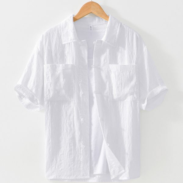 Breathable Soft Short Sleeve Shirt With Two Front Pockets - Image 3