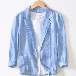 Mens 100 Linen Lightweight Breathable Casual Blazer