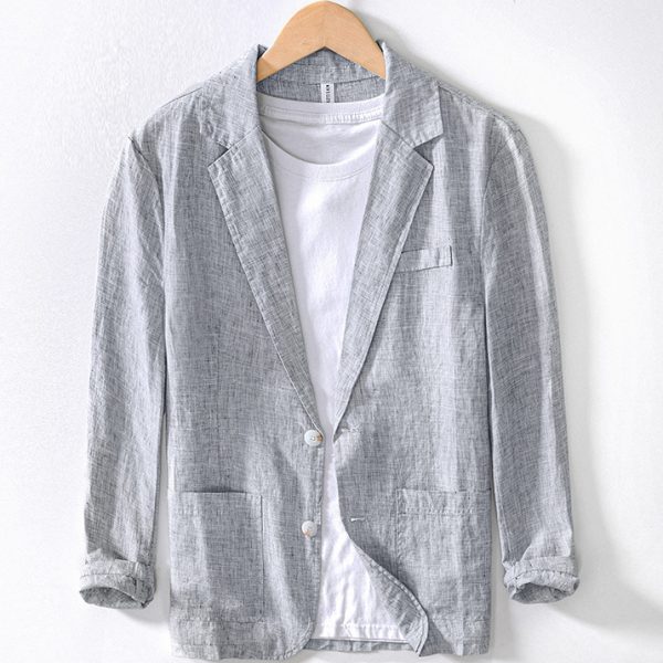 Mens 100 Linen Lightweight Breathable Casual Blazer - Image 2