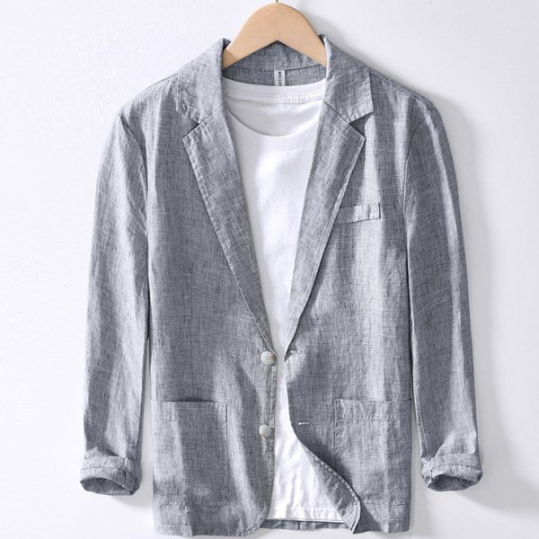 Mens 100 Linen Lightweight Breathable Casual Blazer - Image 3