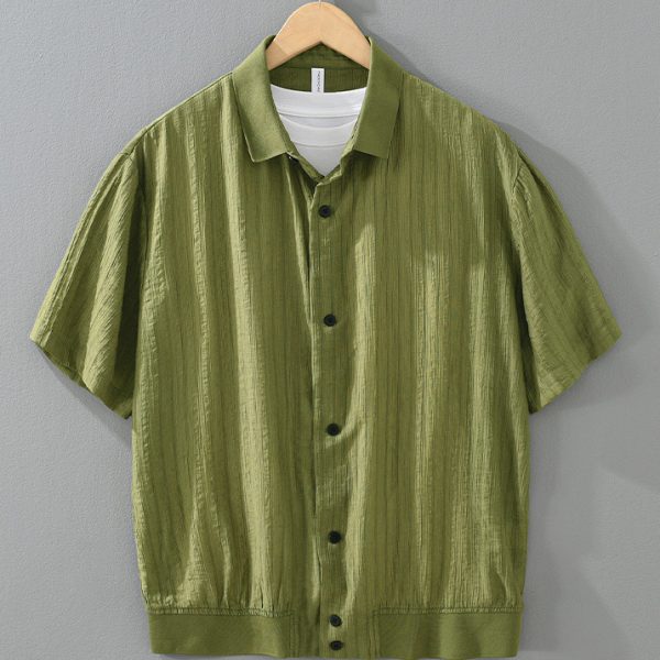 Mens Cool Breathable Loose Fit Casual Collar Shirts