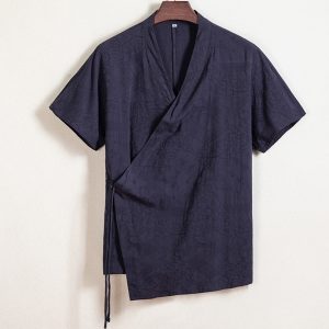 Mens Cotton Lightweight Kimono Jacket With Wrap Around