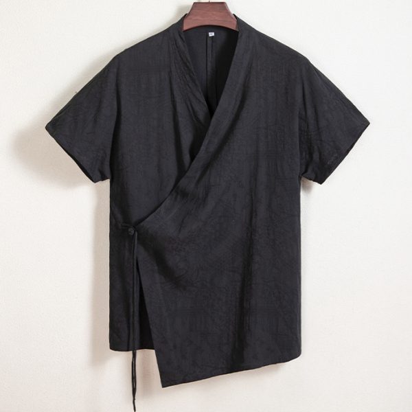 Mens Cotton Lightweight Kimono Jacket With Wrap Around - Image 2