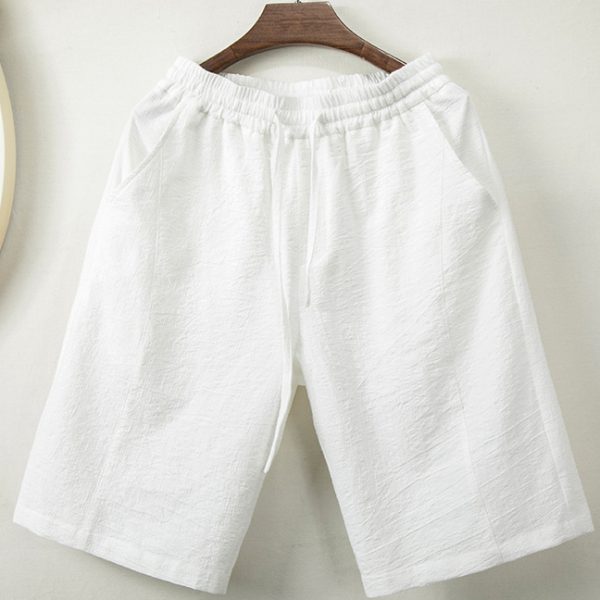 Mens Cotton Linen Blend Shorts - Image 4