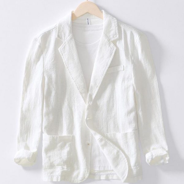 Men's Cotton Linen Slim Fit Single Layer Blazer - Image 6