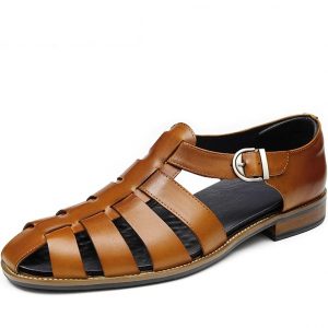 Mens Leather Closed Toe Dress Fisherman Sandals