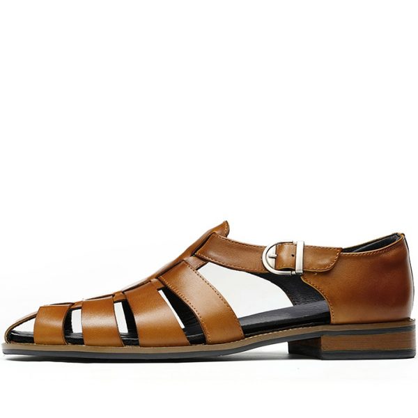 Mens Leather Closed Toe Dress Fisherman Sandals - Image 3