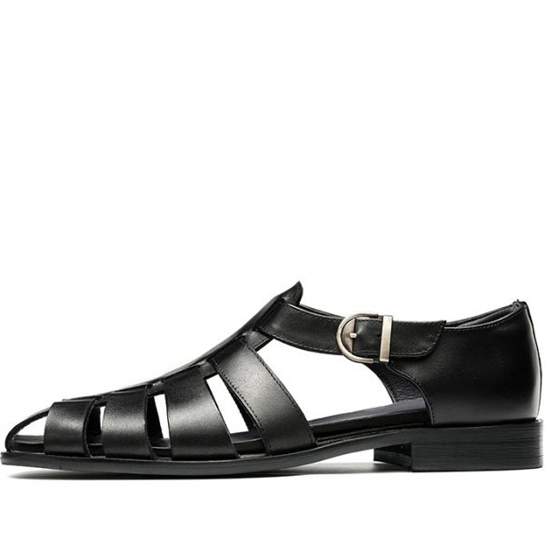 Mens Leather Closed Toe Dress Fisherman Sandals - Image 4